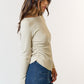 Asymmetric Ruched Sweater- Cream