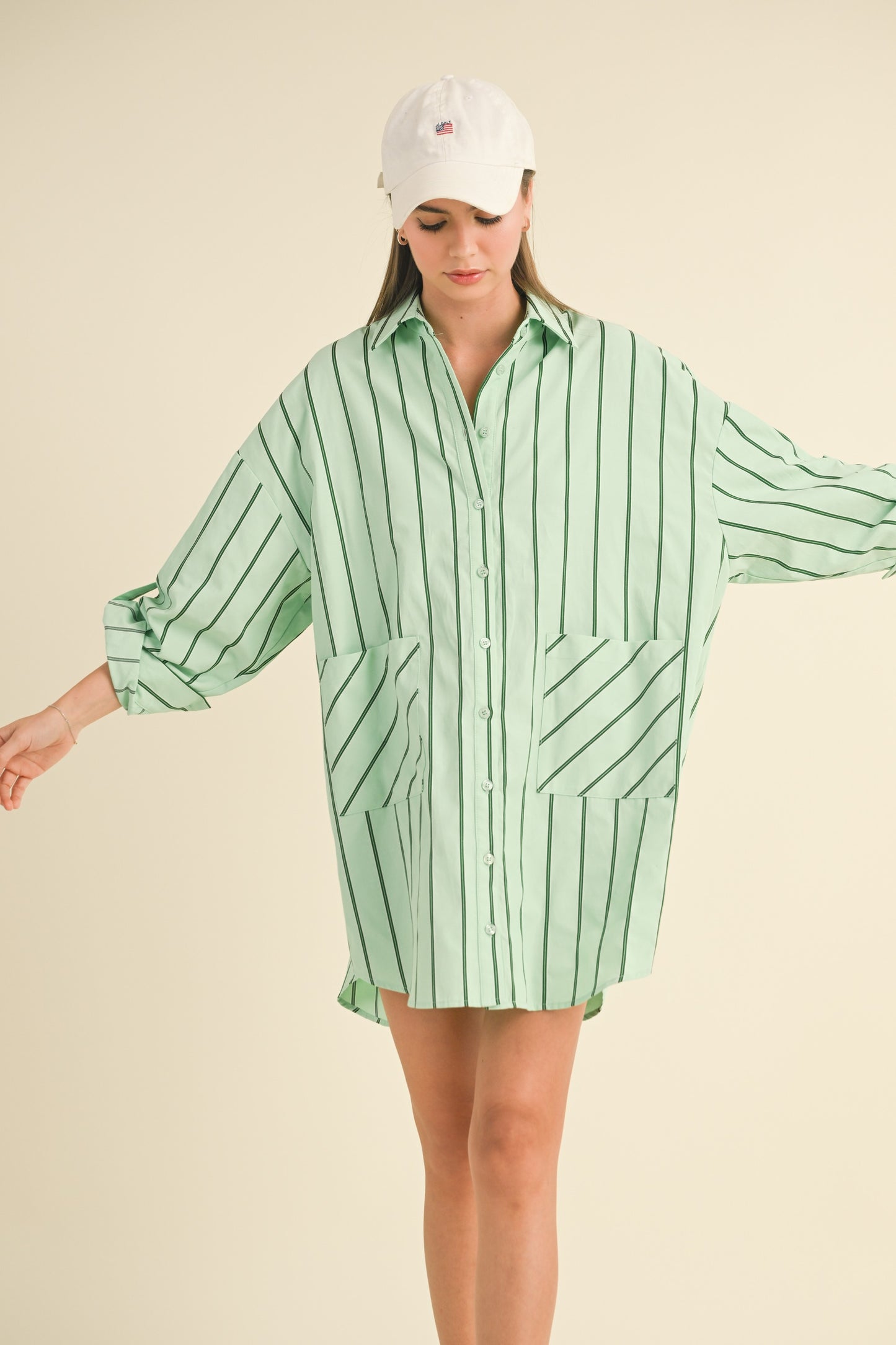 Marin Stripe Dress- Green