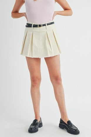 Karrie Denim Skirt- Cream