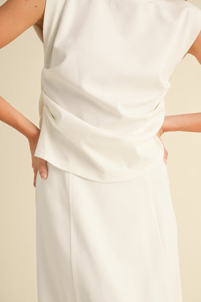 Side Tuck Tee- White