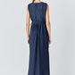 Pleated Midi Dress- Navy