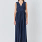 Pleated Midi Dress- Navy