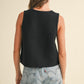 Tie Front Knit Vest- Black