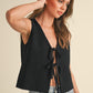 Tie Front Knit Vest- Black