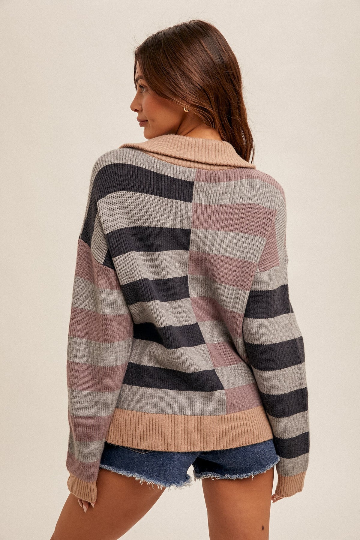Mix Stripe Half Zip