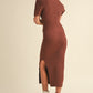 Ribbed Midi- Brown