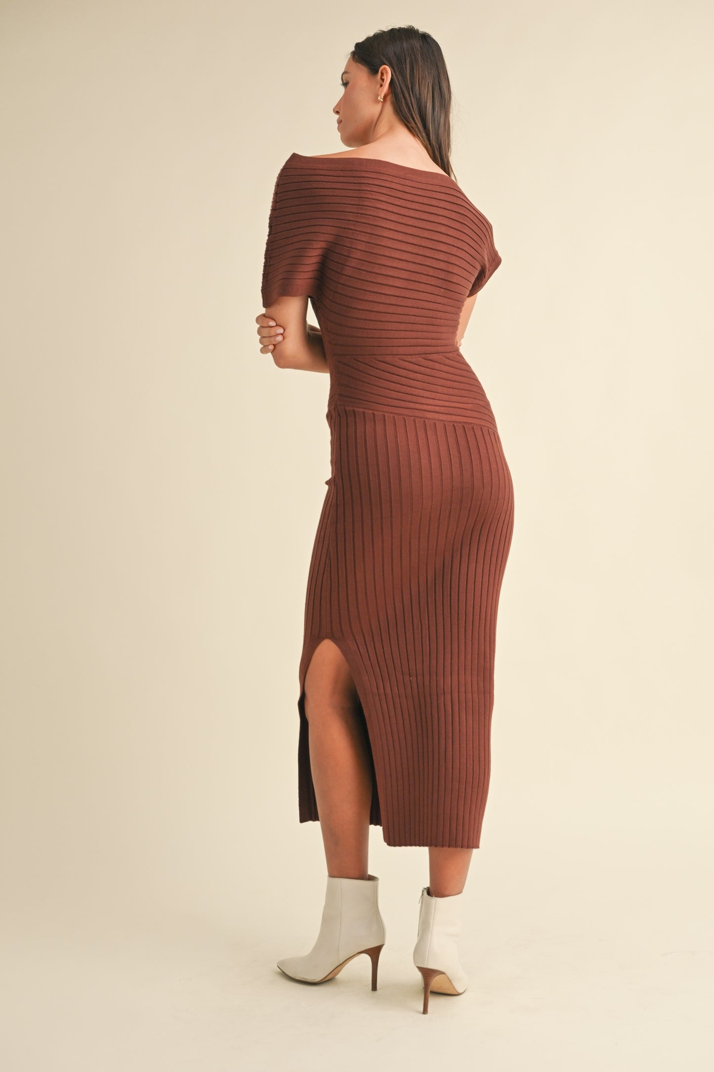 Ribbed Midi- Brown