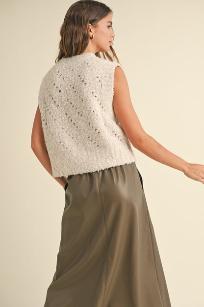 Lyn Knit Vest- Ecru