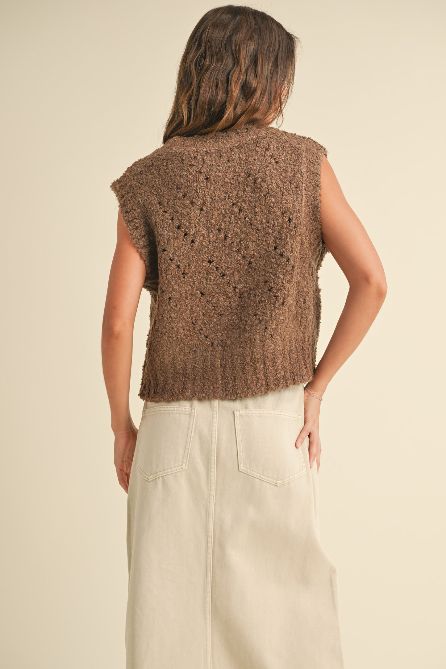 Lyn Knit Vest- Chestnut