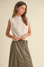 Lyn Knit Vest- Ecru