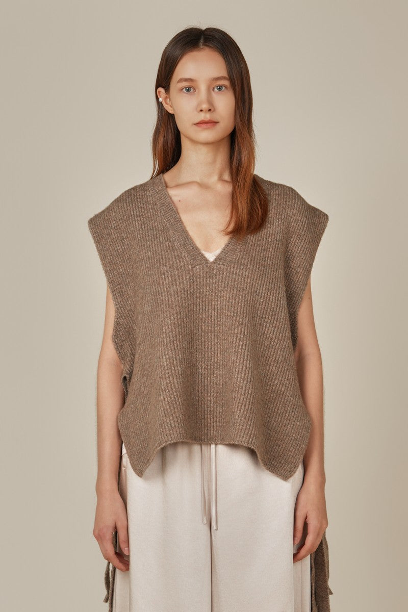 Lacie Knit Vest- Twig