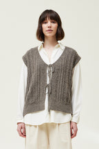 Cable Knit Vest- Dark Greige