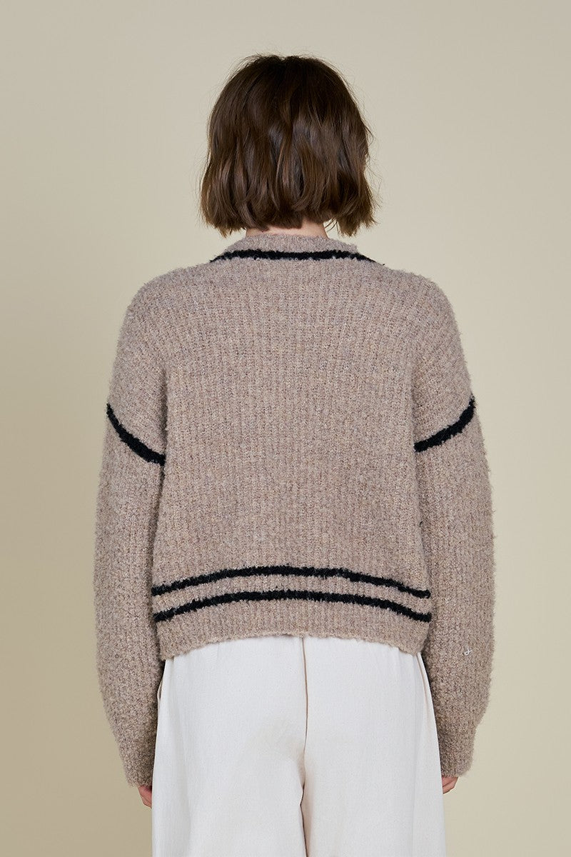 Contrast Outline Sweater- Oat/Black