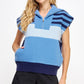 Zip-up Sleeveless Color Block Sweater Vest