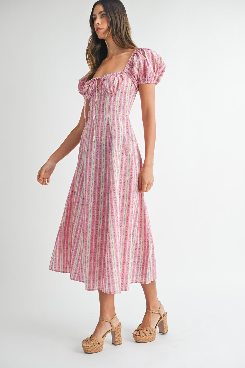 Indie Midi Dress- Pink