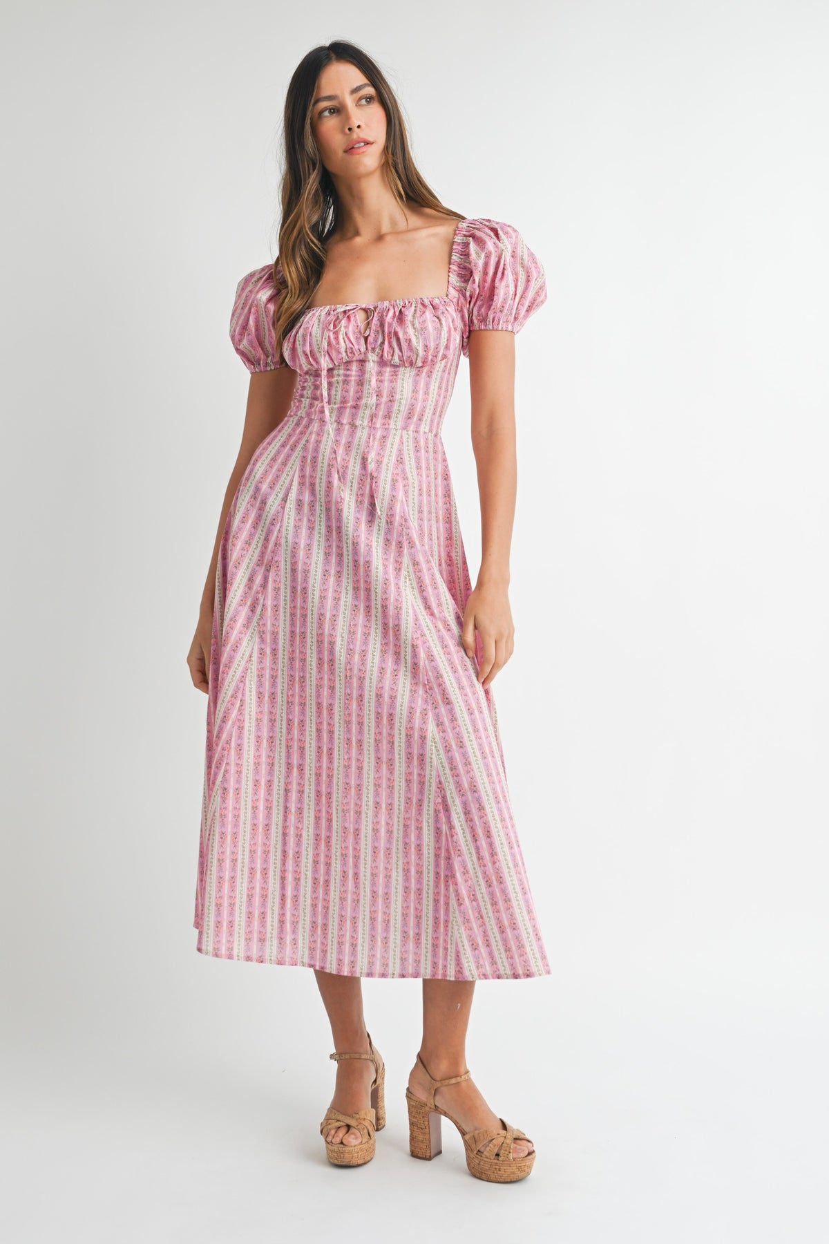 Indie Midi Dress- Pink