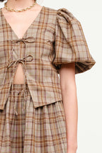 Carmin Plaid Blouse- Camel