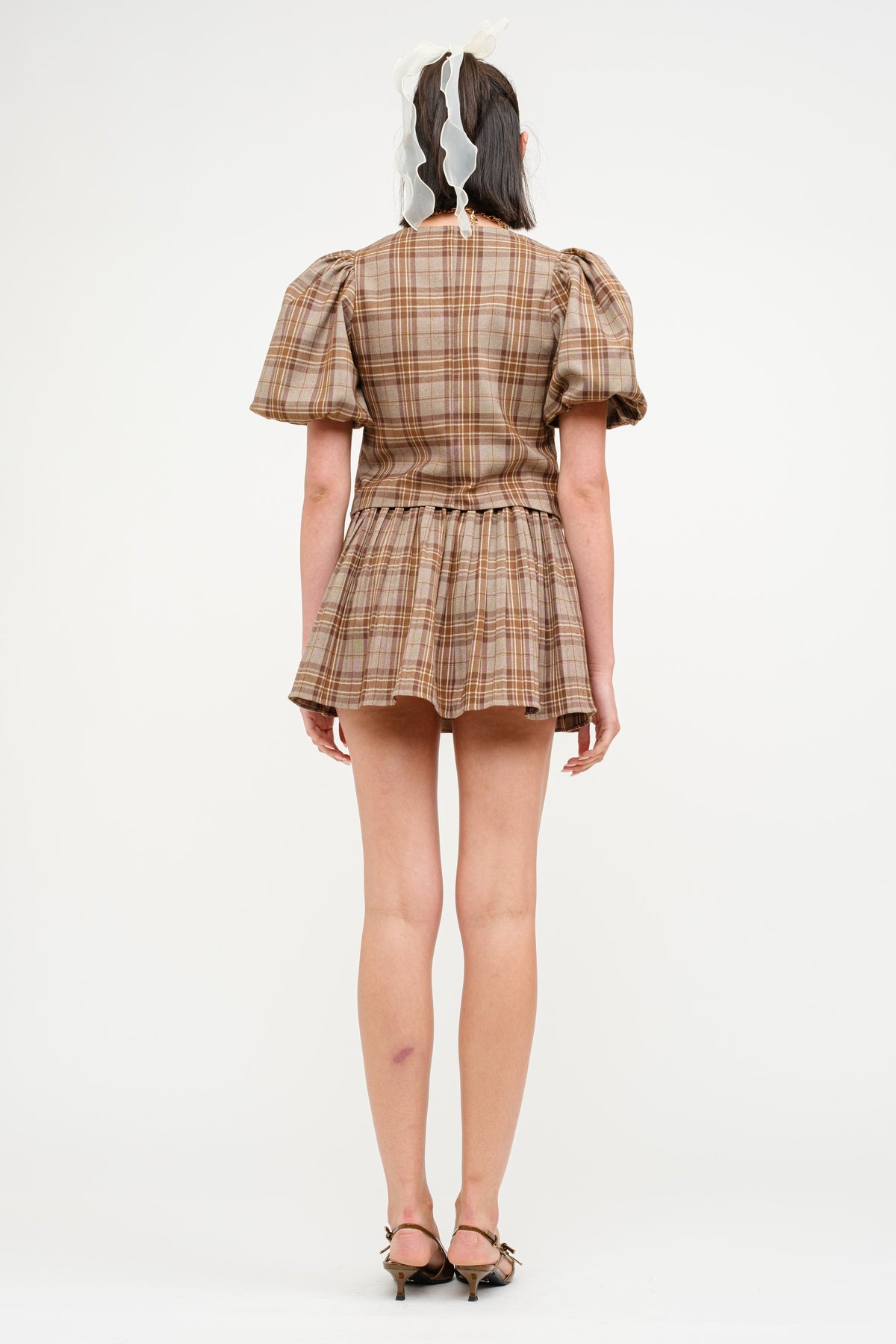 Carmin Plaid Blouse- Camel