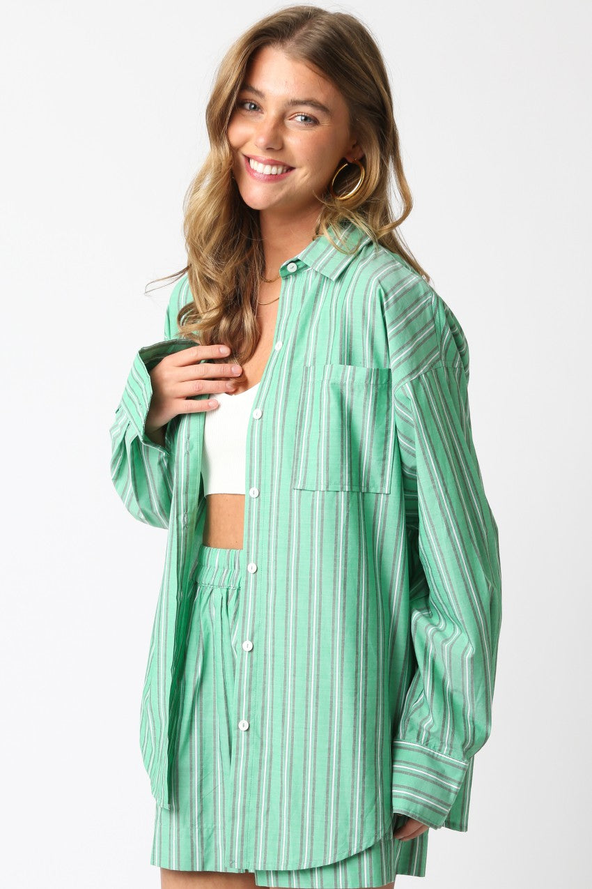 Dahlia Stripe Shirt- Green