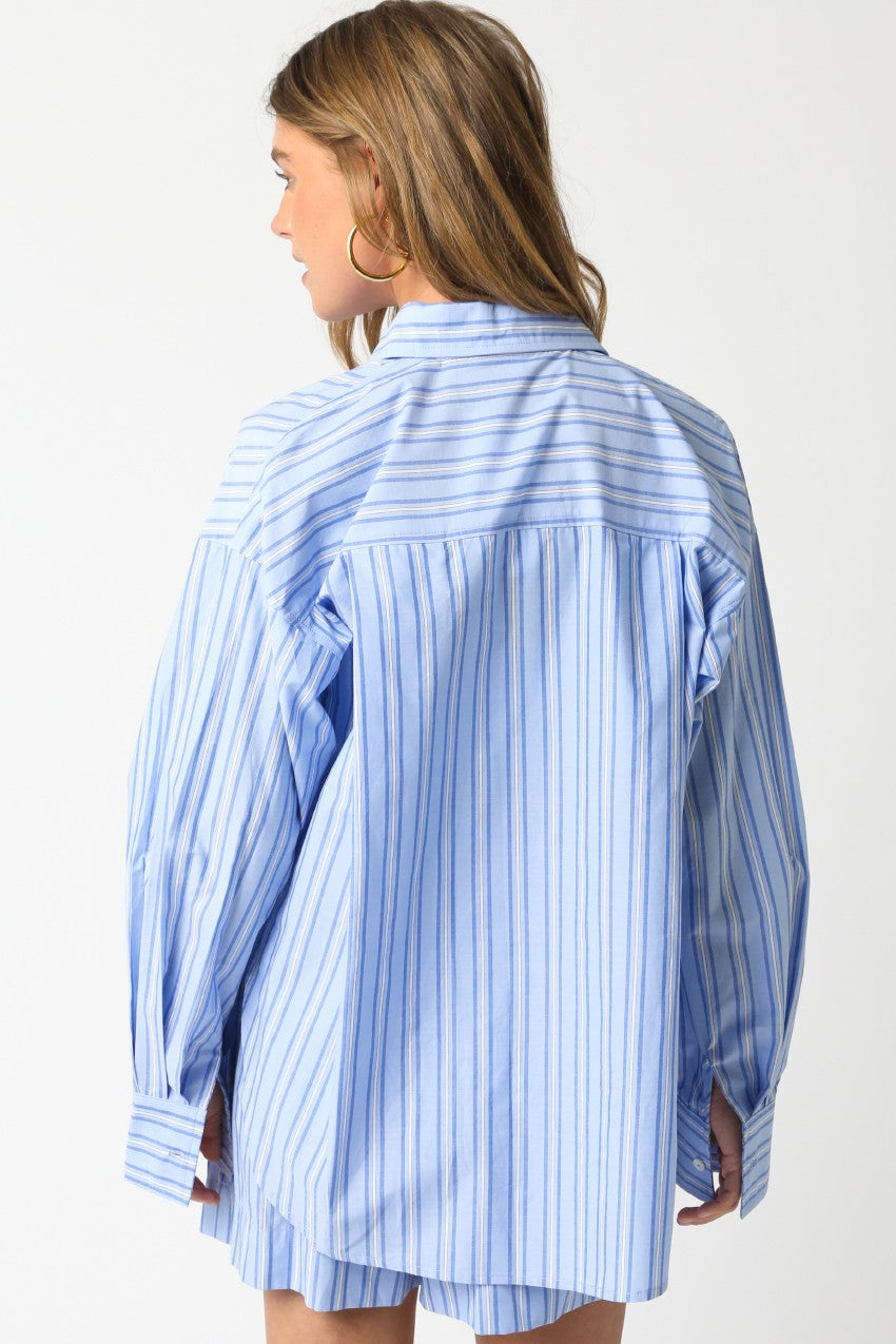 Dahlia Stripe Shirt- Blue