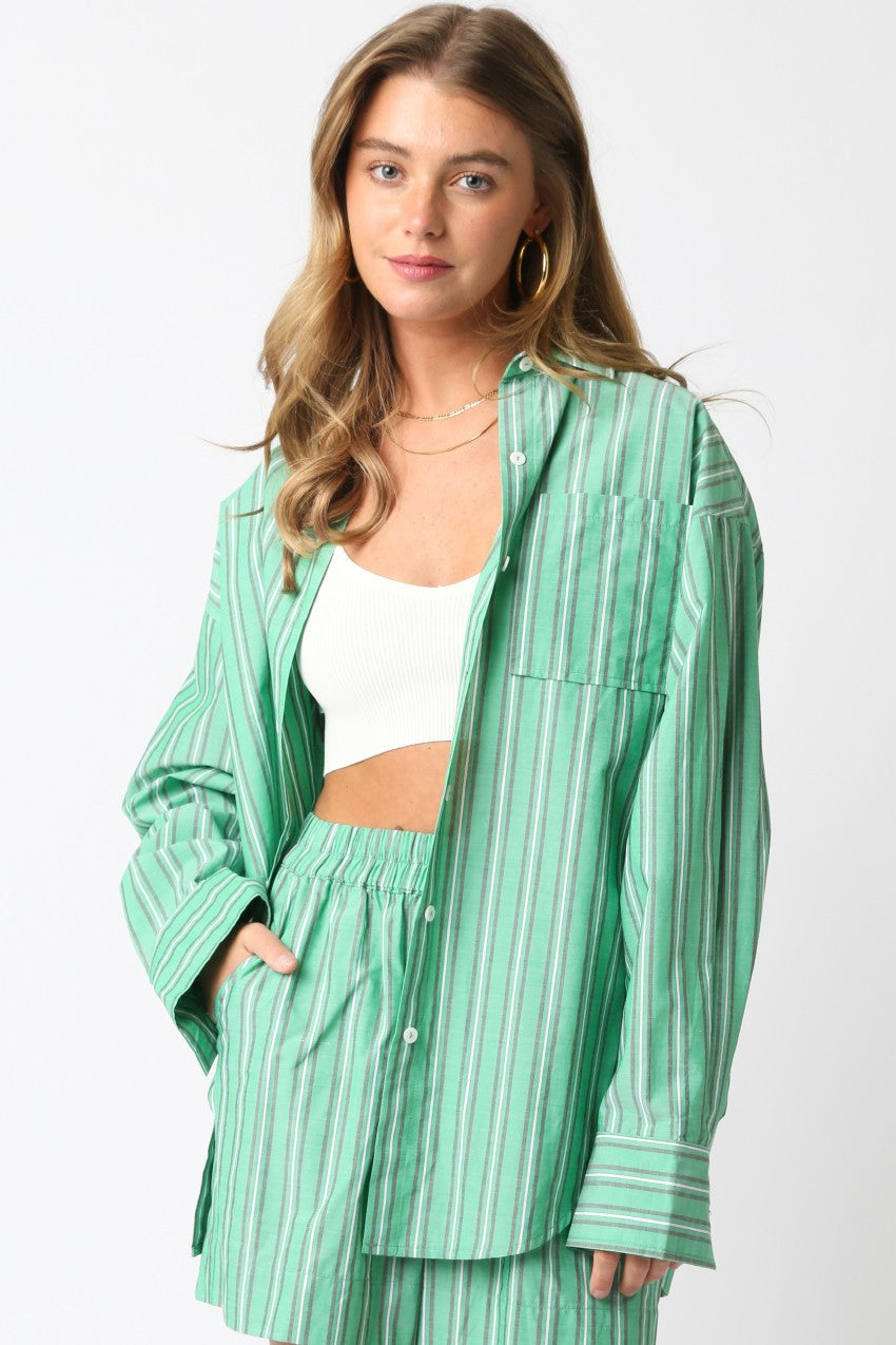 Dahlia Stripe Shirt- Green