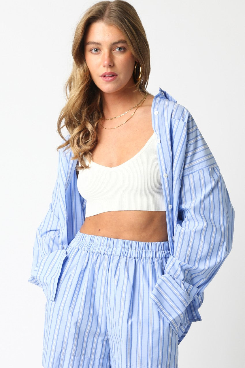 Dahlia Stripe Shirt- Blue