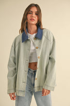 Blue Stripe Collar Barn Jacket