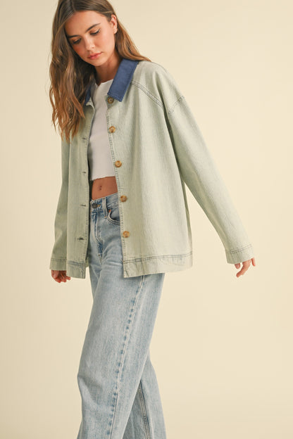 Blue Stripe Collar Barn Jacket
