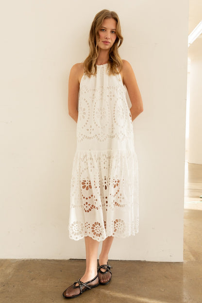 Elegant Eyelet Maxi- White