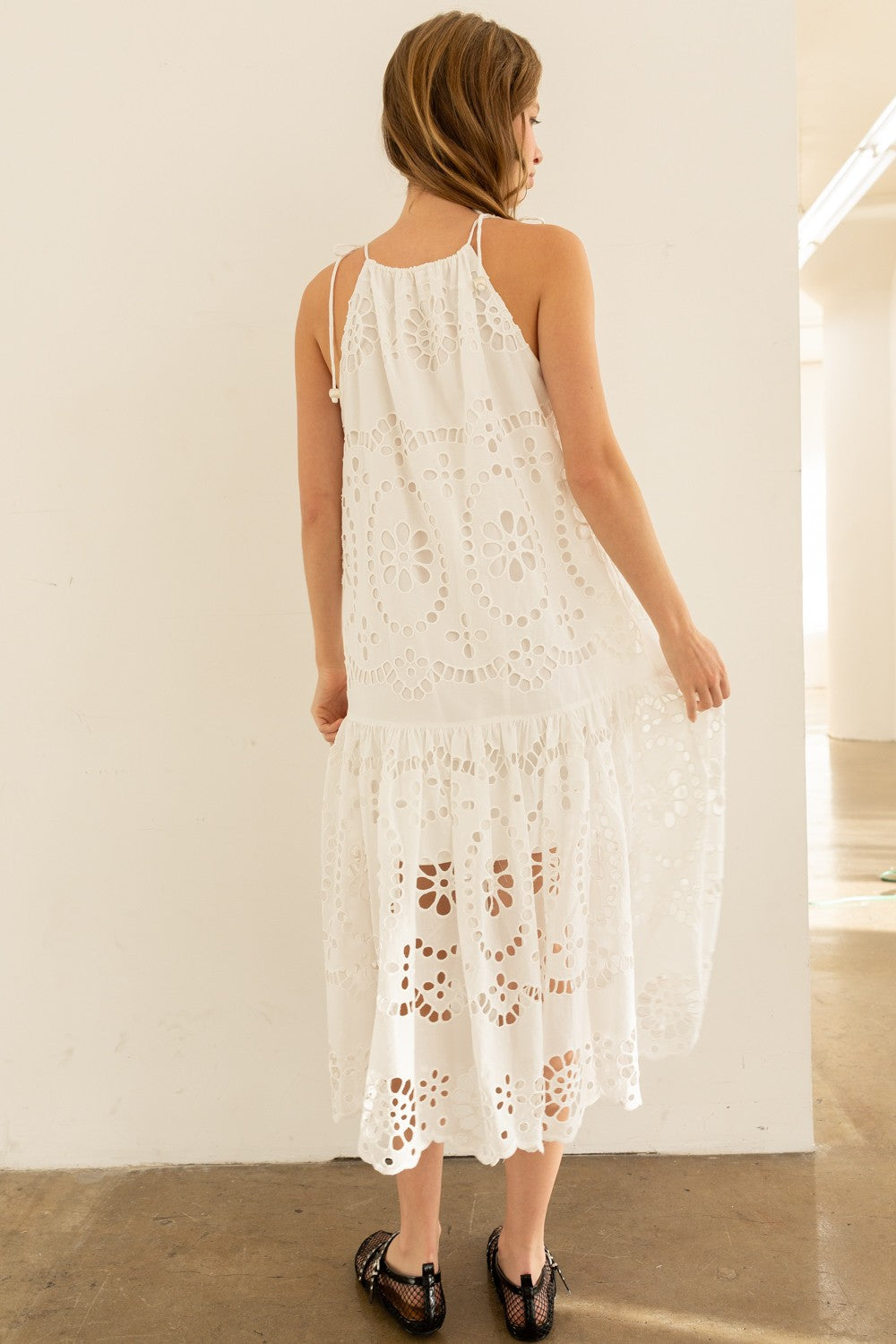 Elegant Eyelet Maxi- White