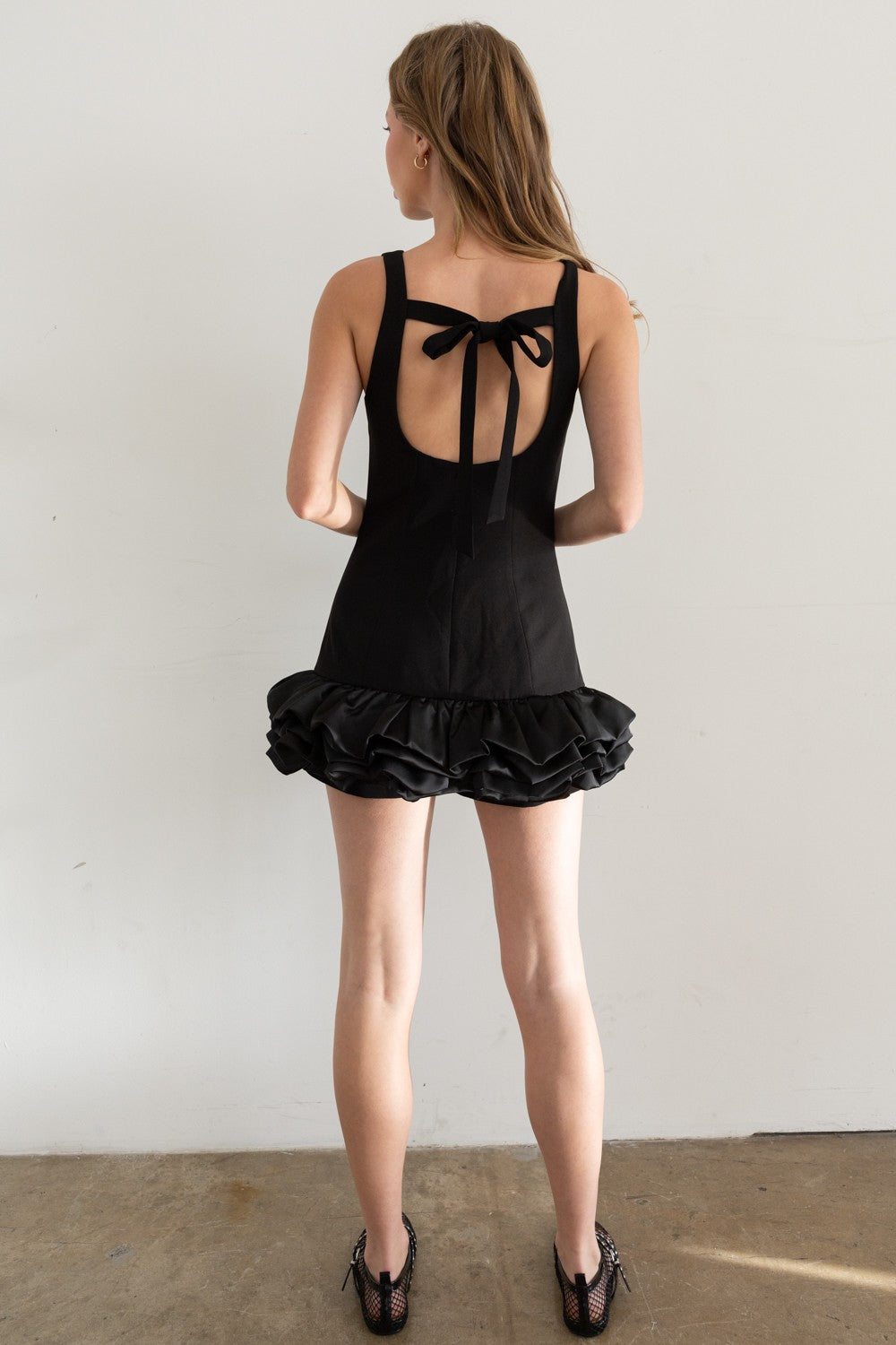 Ruffled Hem Romper- Black