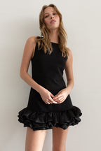 Ruffled Hem Romper- Black