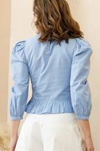 Brittany Smocked Top- Blue