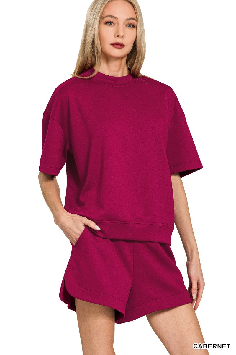 Taylor Scuba Shorts Set- Cabernet