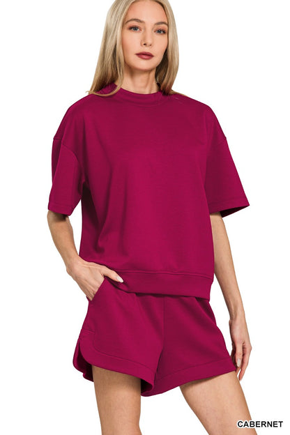 Taylor Scuba Shorts Set- Cabernet