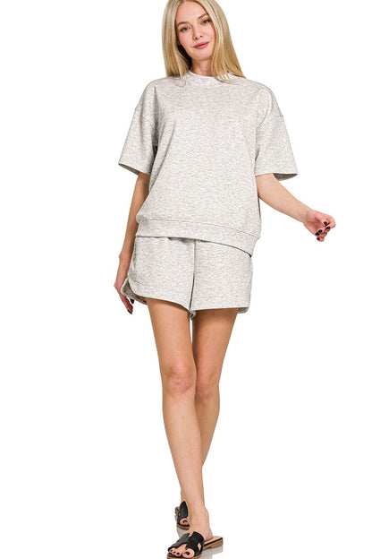 Taylor Scuba Shorts Set- Heather Grey