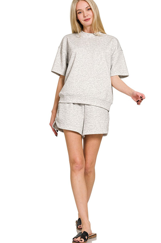 Taylor Scuba Shorts Set- Heather Grey