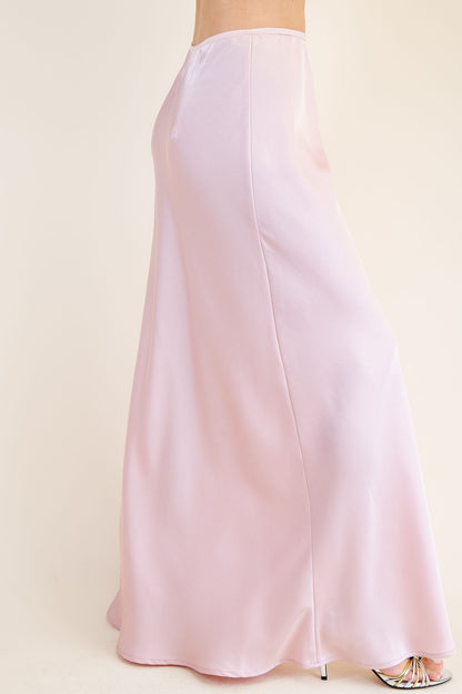 Rosie Satin Skirt Set- Light Pink