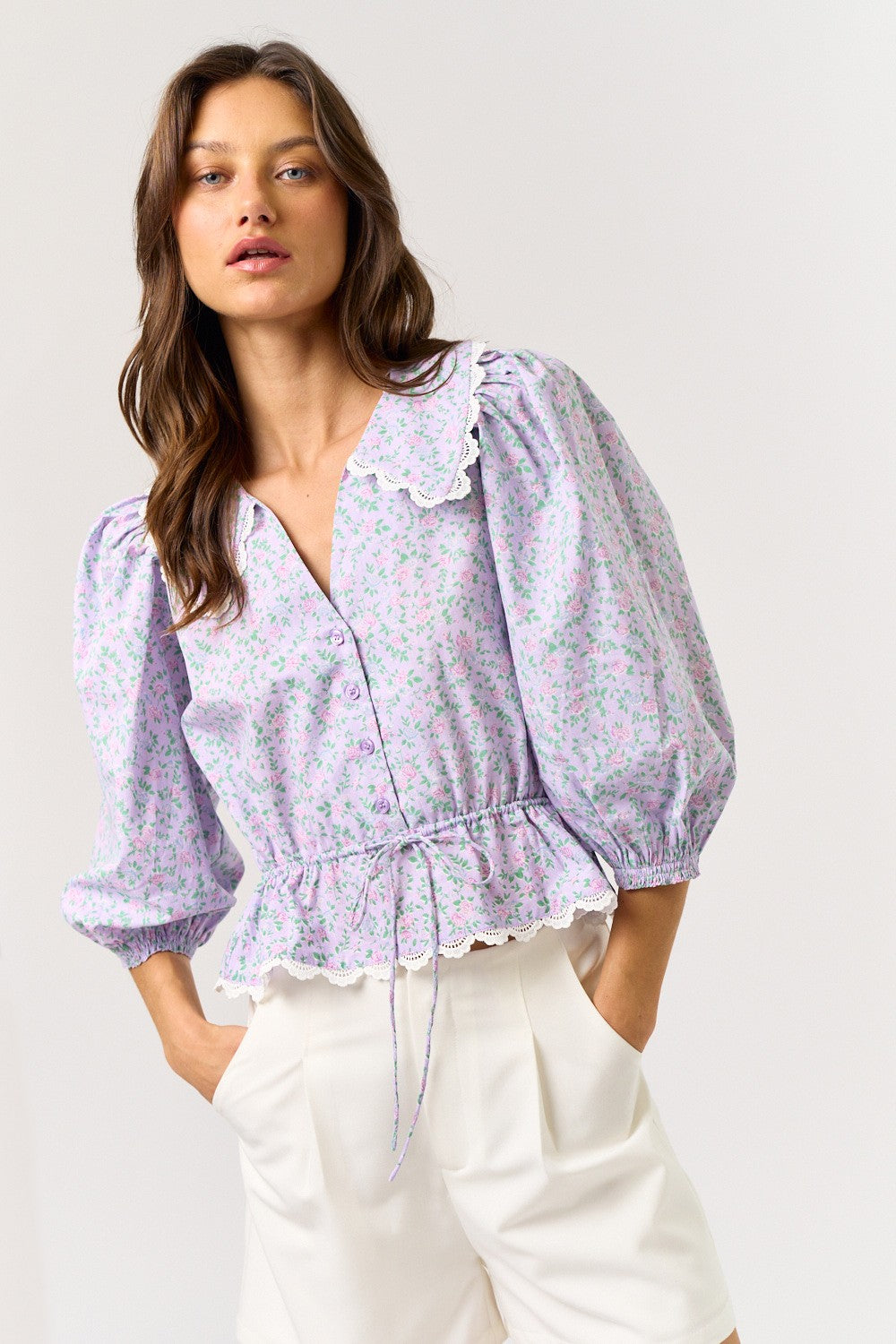 Zoe Floral Top- Lavender