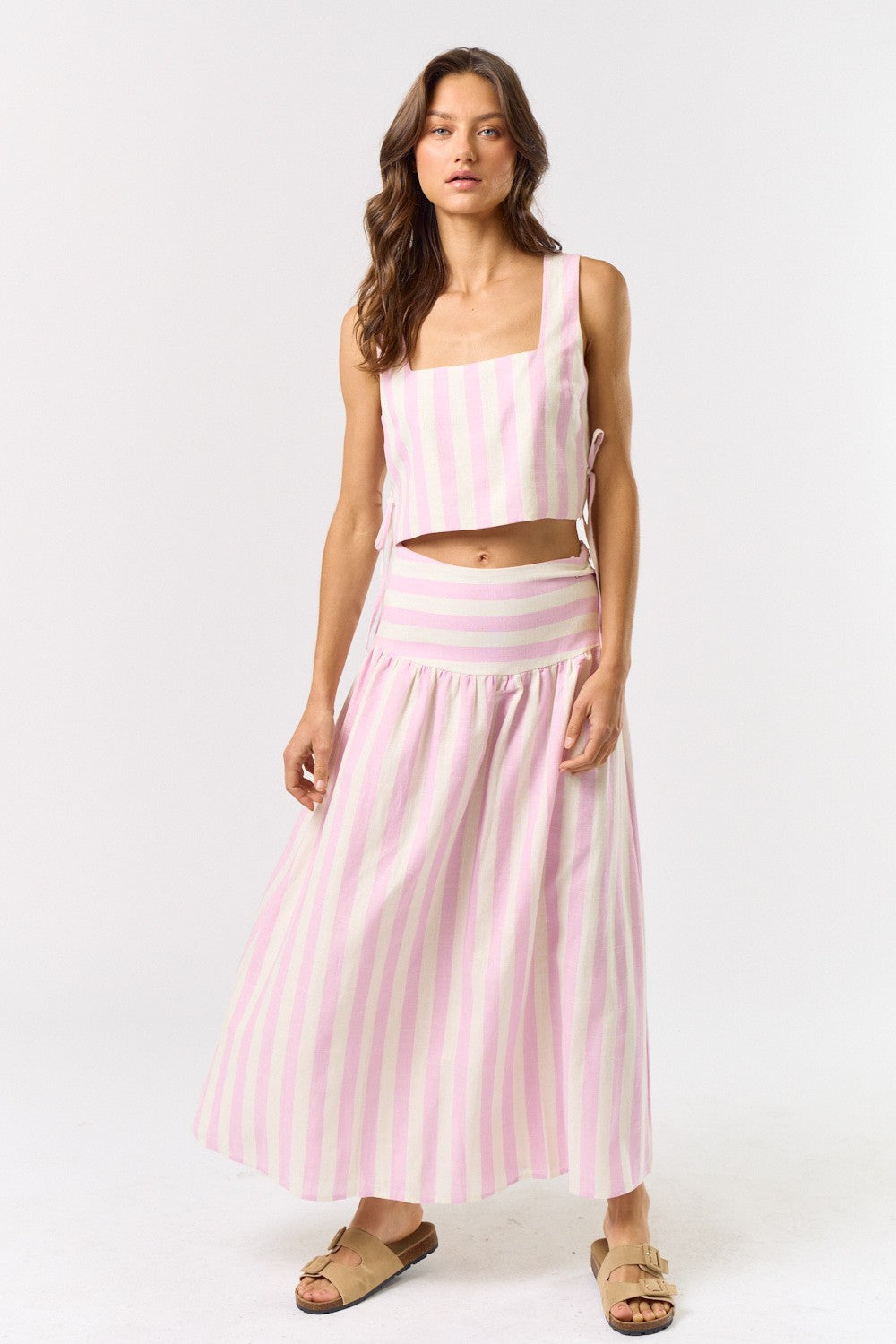 Luna Stripe Set- Pink/White