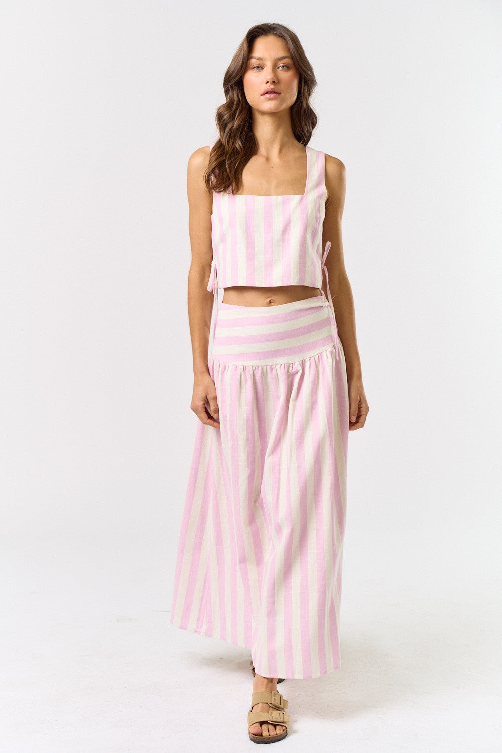 Luna Stripe Set- Pink/White
