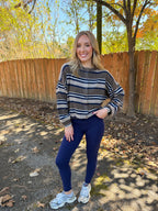 Maggie Sriped Cardigan- Brown
