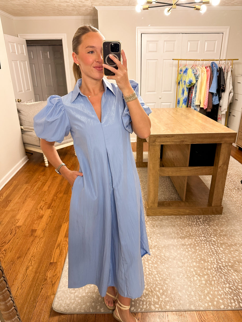 Amy Midi Dress- Blue