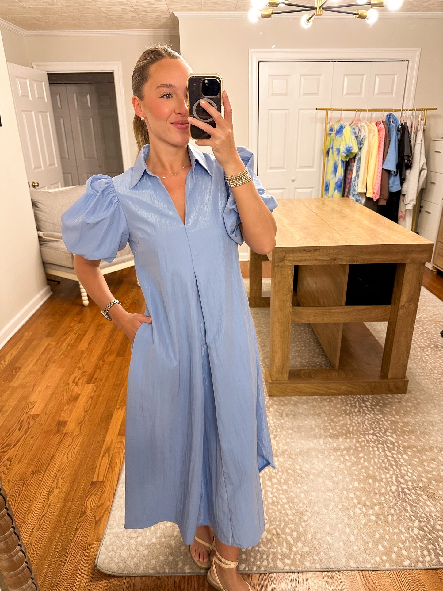 Amy Midi Dress- Blue