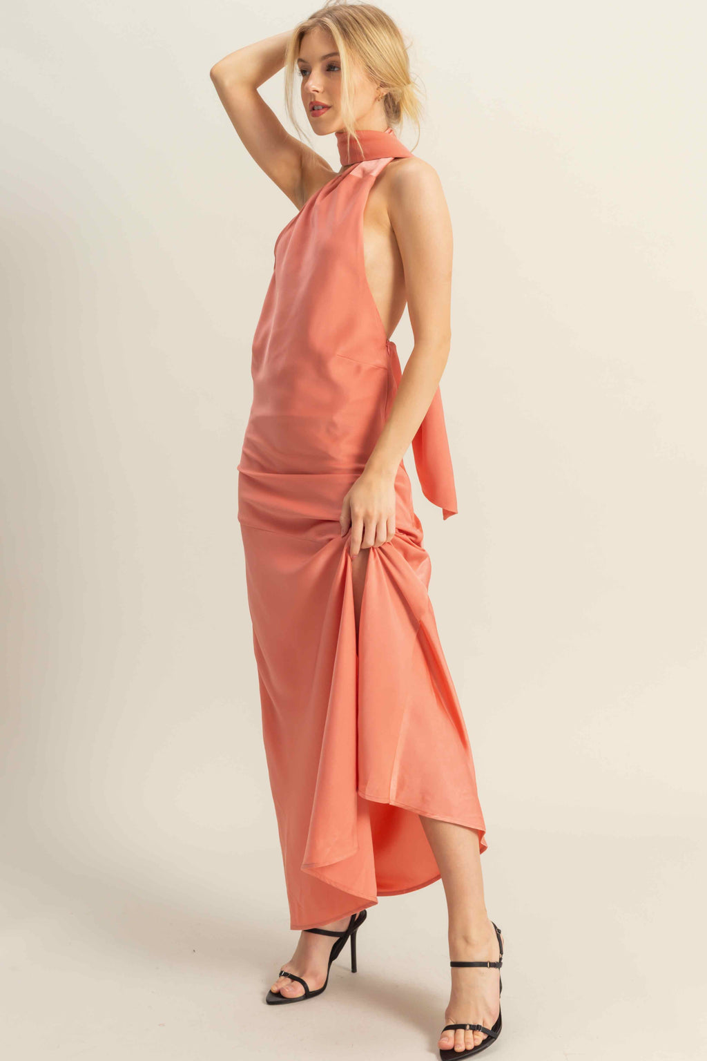 Harley Satin Maxi- Coral
