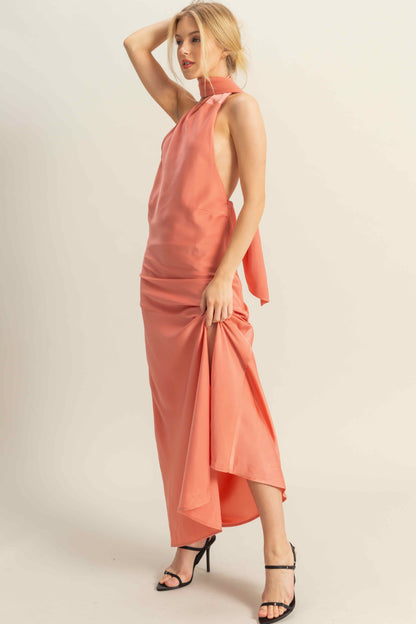 Harley Satin Maxi- Coral
