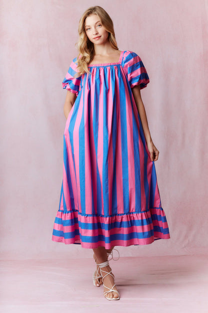 Sweet Stripes Maxi- Pink/Blue