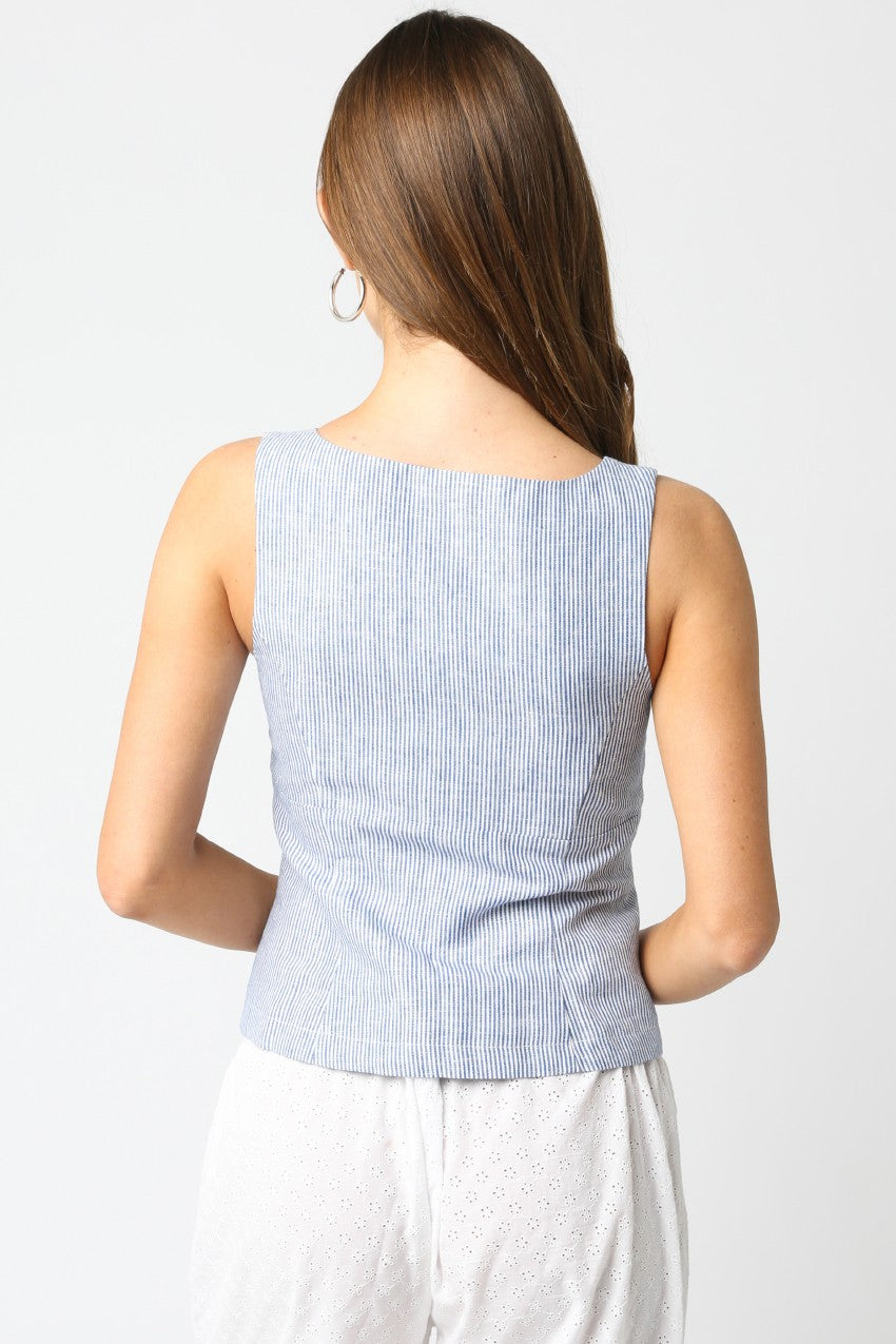 Sarah Zipper Top- Denim