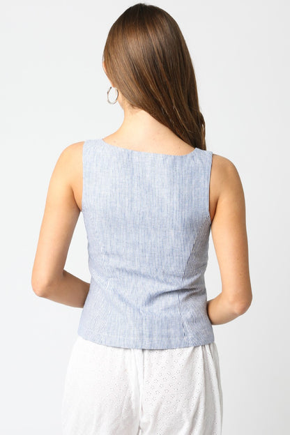 Sarah Zipper Top- Denim