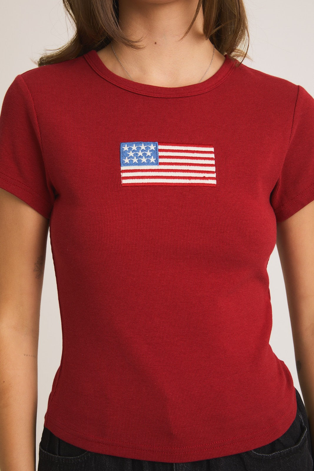 Flag Patch Tee- Red